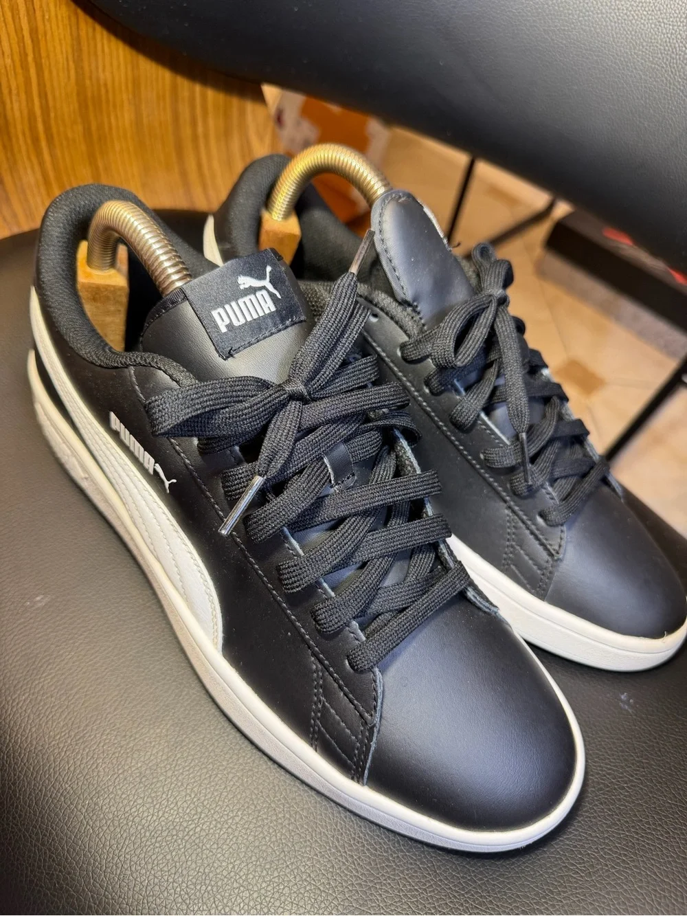 Puma Black Sneakers with White Formstrip